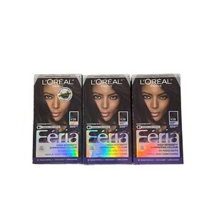 L'Oreal‎ Feria V28 Midnight Violet Hair Dye Permanent Shimmering Color Lot of 3